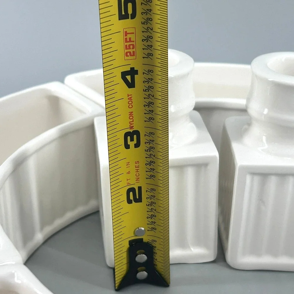 Lillian Vernon White Ceramic Modular Serving Piece & Candle Holder Set 6 Pce MCM
